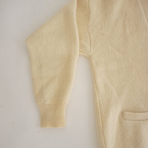 Yves Saint Laurent Cream Luxury Designer Minimalist 100% Wool Cardigan Sweater M - Picture 9 of 11